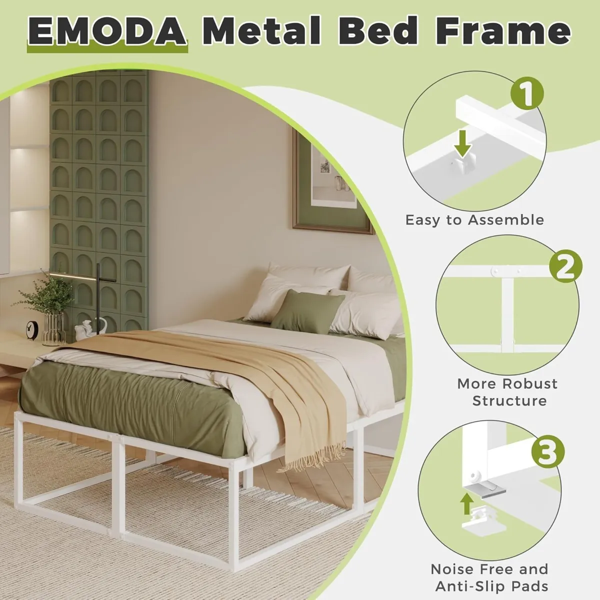 46 cm High Metal Bed Frame 140x200 Heavy Duty - Image 4