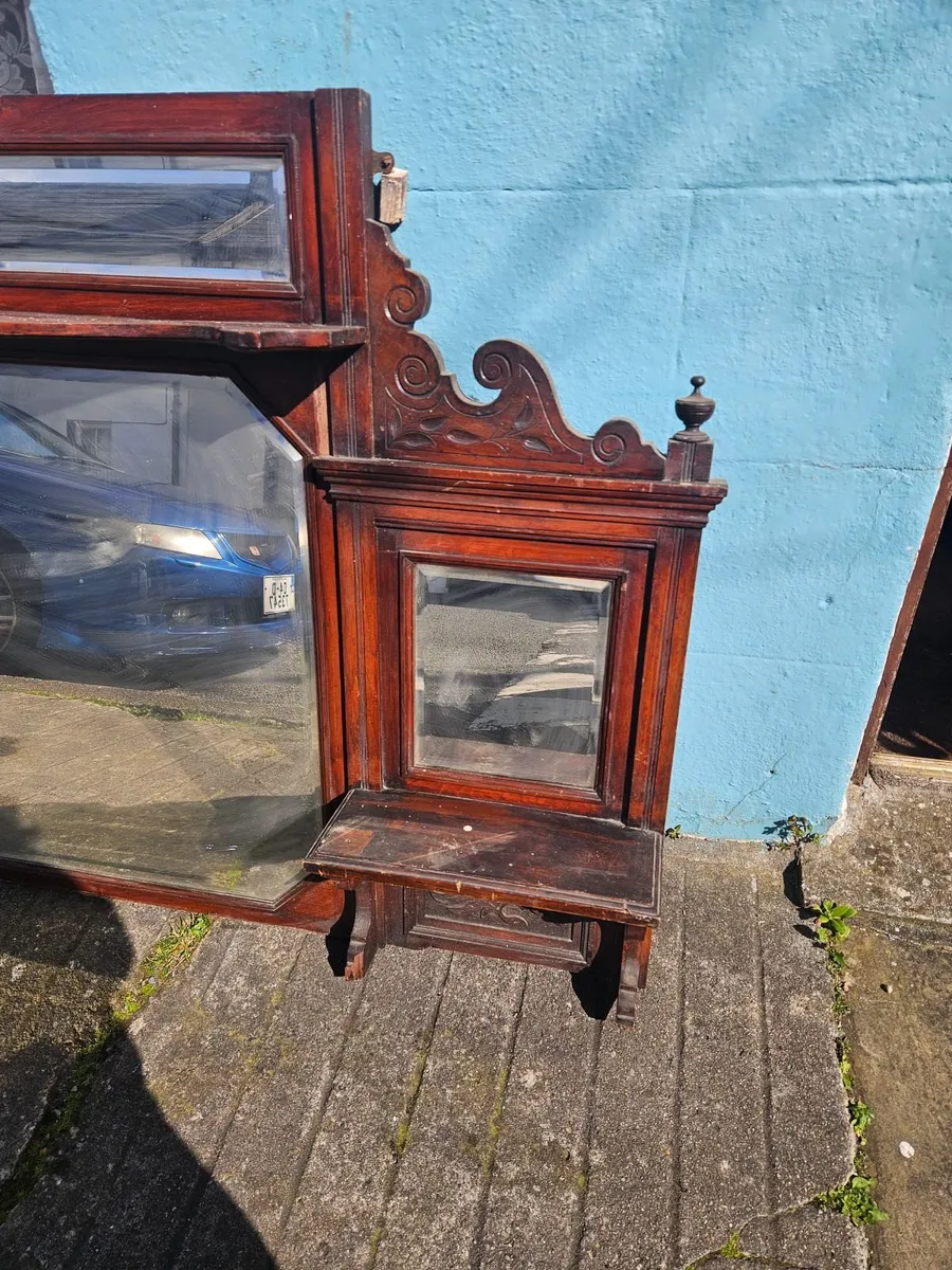 Vintage Antique Large Overmantle Mirror - Image 2