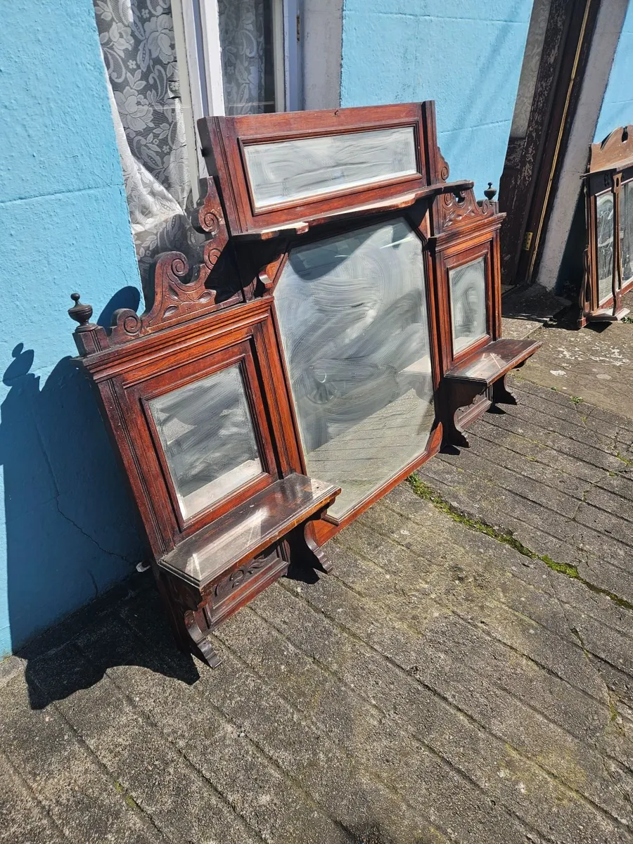 Vintage Antique Large Overmantle Mirror - Image 1