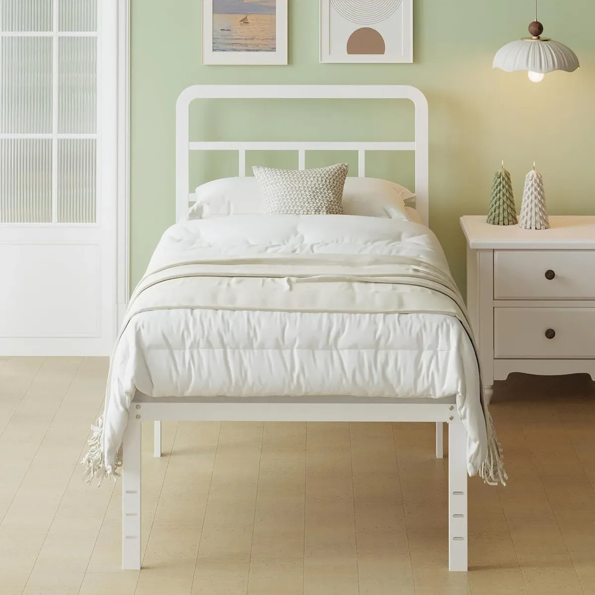 Metal Bed Frame 90 x 200 cm with Curved Headboard - Image 1