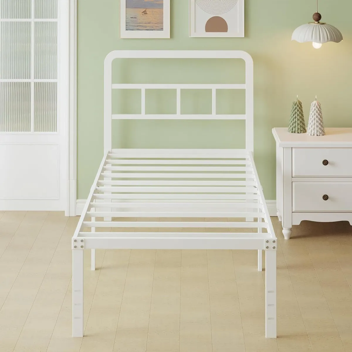 Metal Bed Frame 90 x 200 cm with Curved Headboard - Image 3