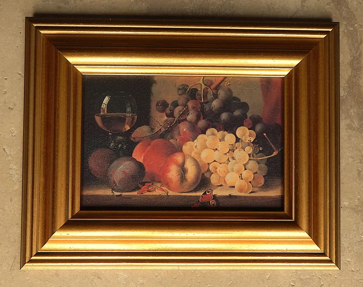 Still Life Print on Board in Ornate Wood Frame - Image 1