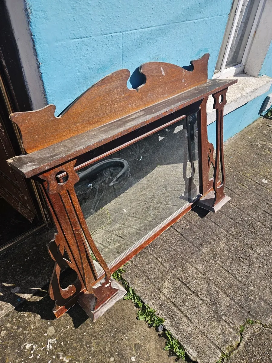 Vintage Antique Overmantle Mirror - Image 3