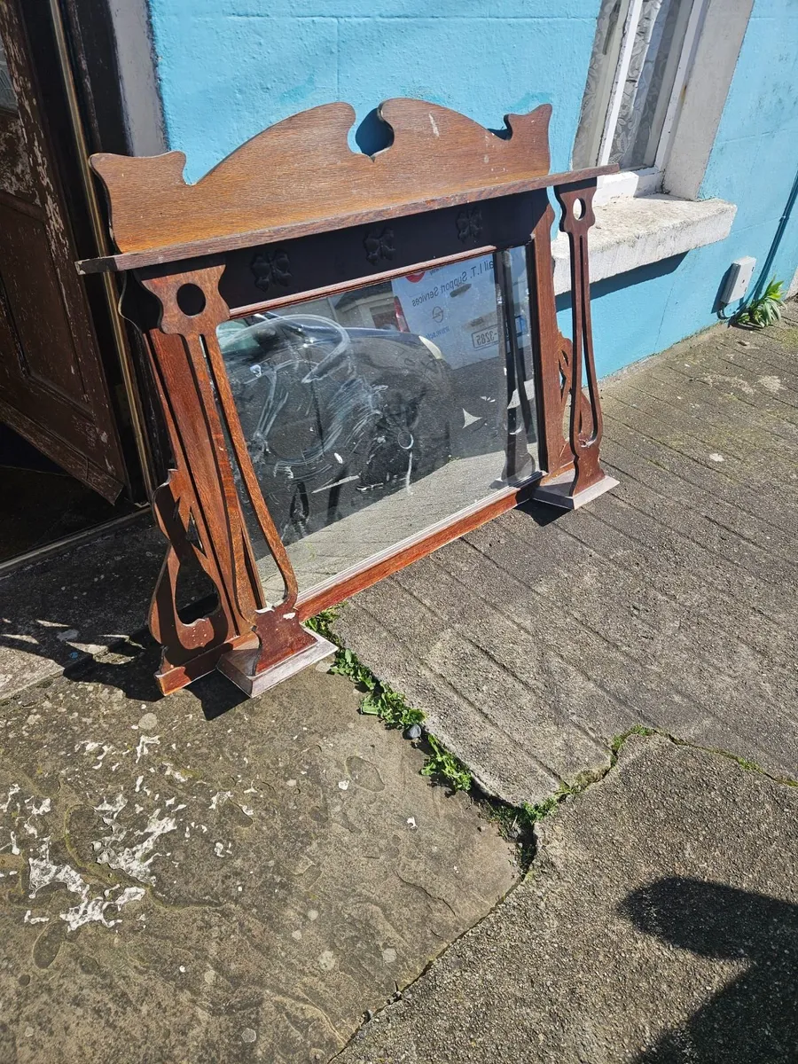 Vintage Antique Overmantle Mirror - Image 4