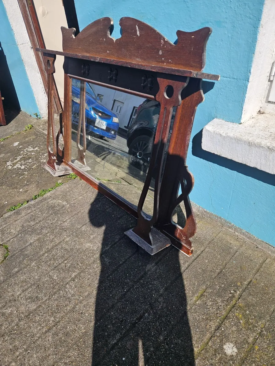 Vintage Antique Overmantle Mirror - Image 2