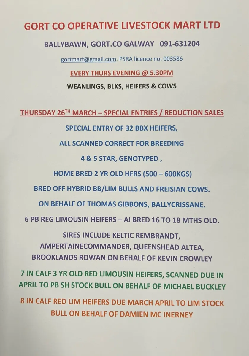 Gort Mart: Thursday 26th March - Image 1
