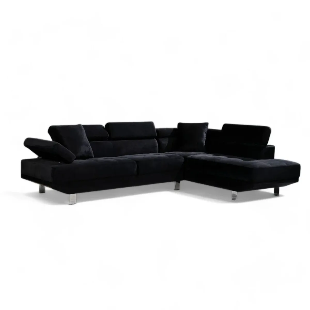 Black Velvet Corner Sofa 262cm Free delivery - Image 3