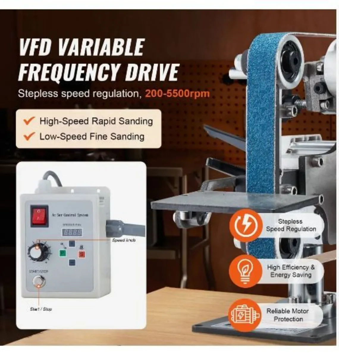 Belt Grinder Sander, 30 x 1-Inch Variable Speed - Image 4