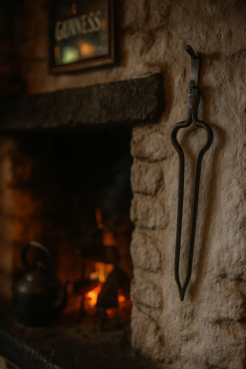 antique tongs fire iron cottage pub cave vintage - Image 1