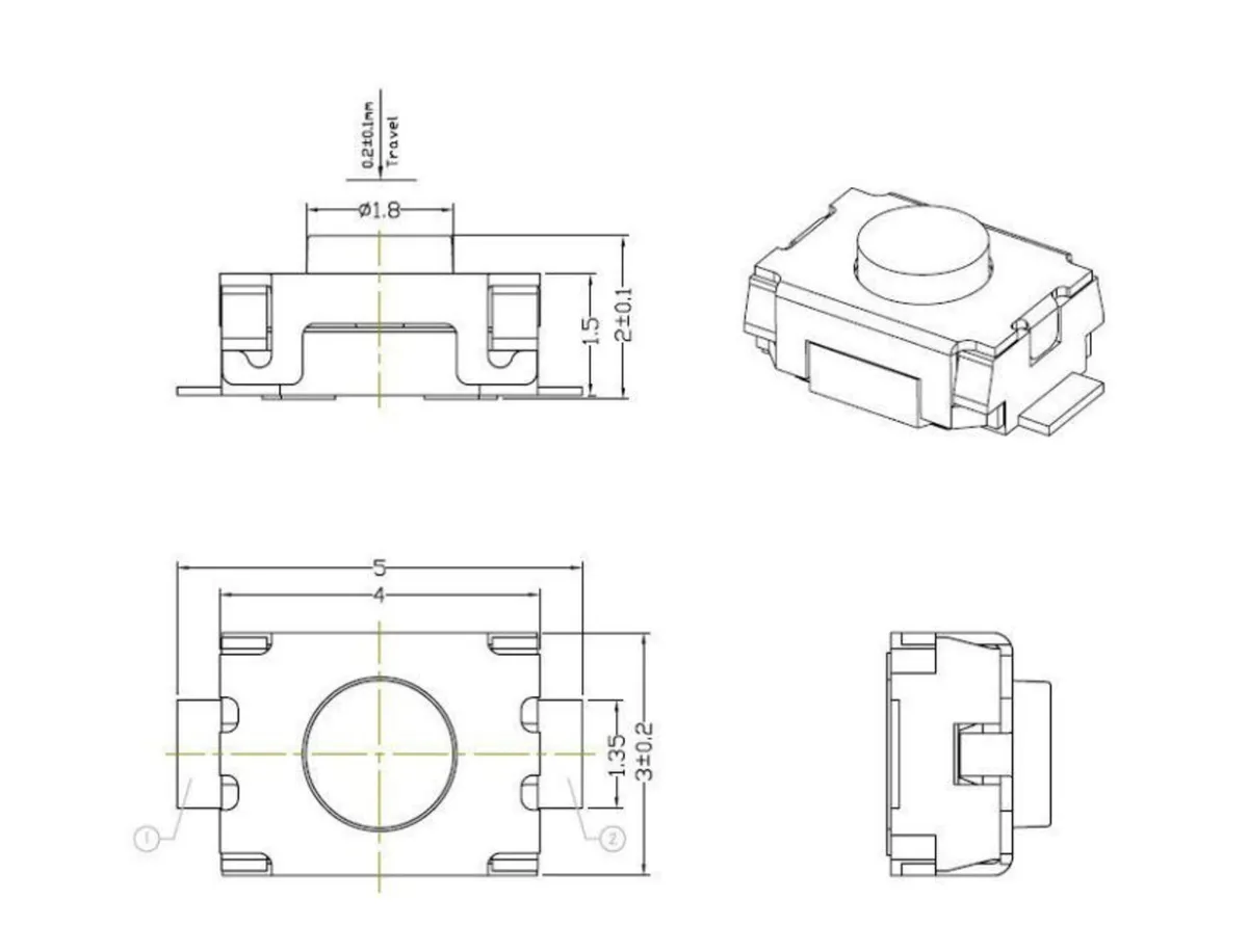 Micro Switch 3x4x2mm 2 Pin 10PCS - Image 2