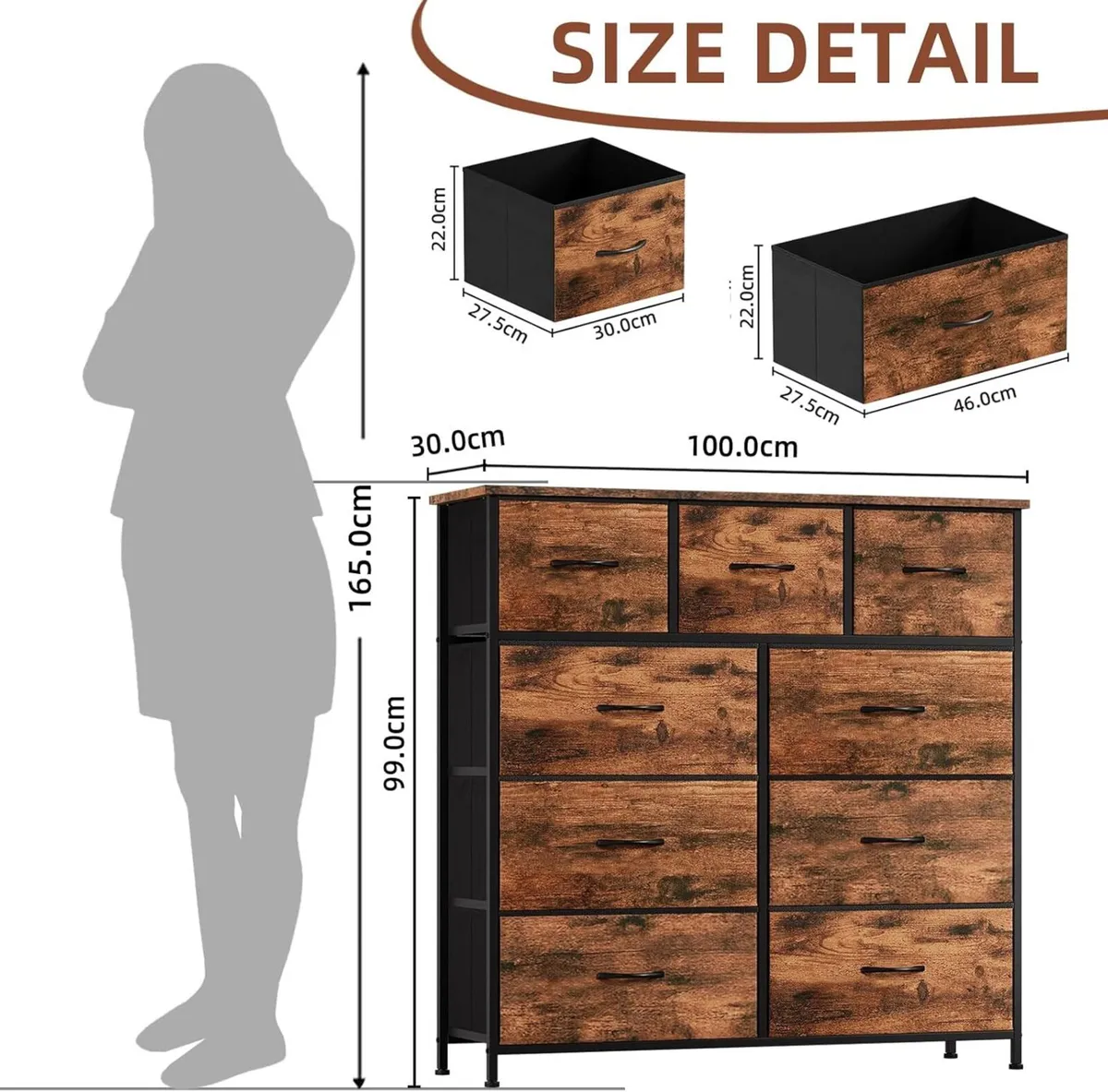 Tall Chest of Drawers for Bedroom with 9 Wide - Image 3