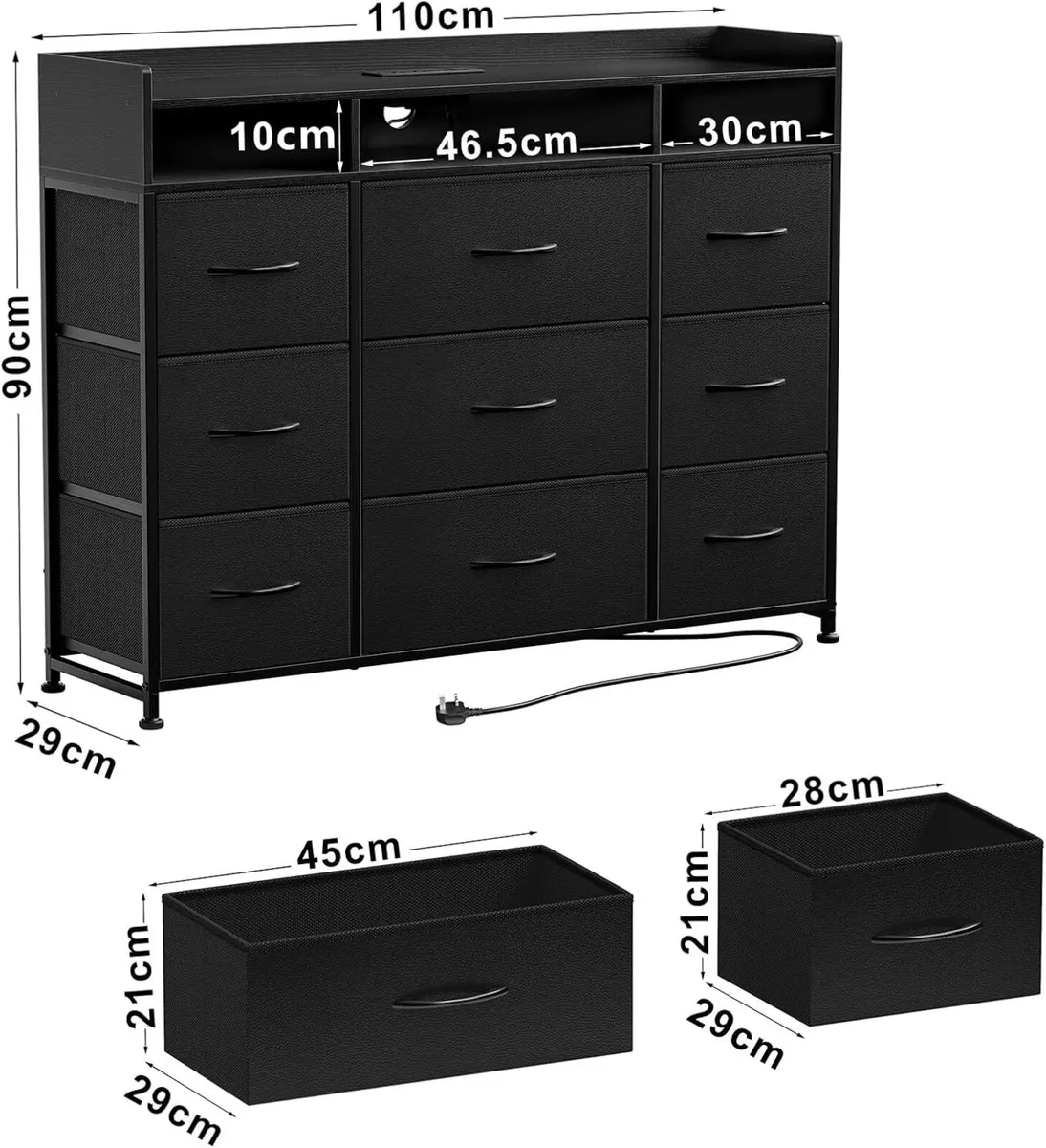 Chest of Drawers with Charging Station and LED - Image 2