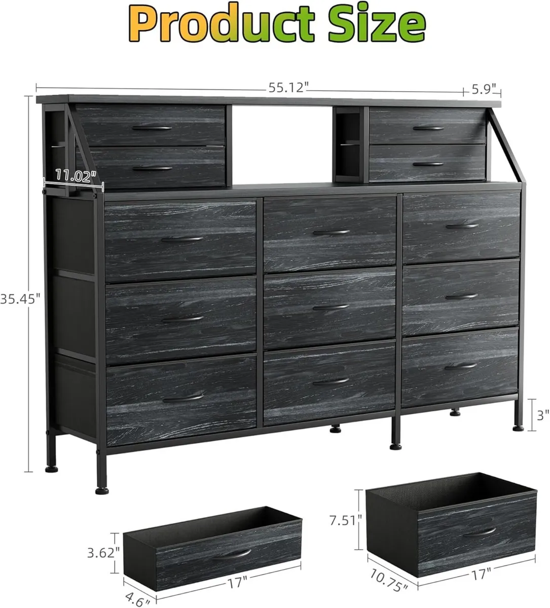 Dresser for Bedroom with 13 Drawers 55” Wide - Image 3
