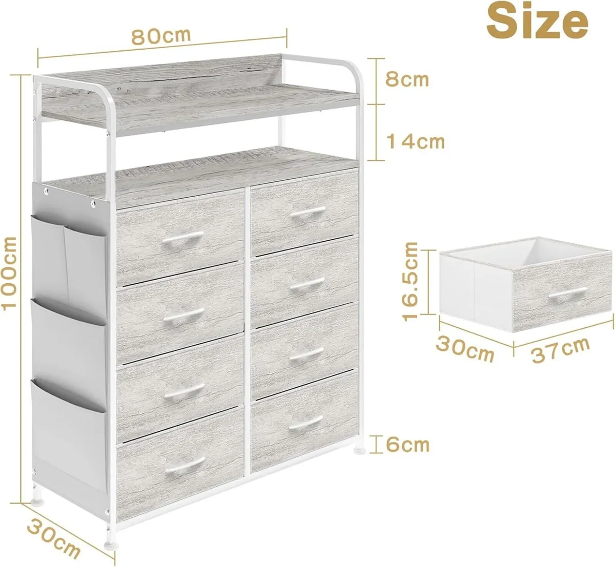 Bedroom Chest of Drawers 8 Fabric Storage Cabinet - Image 2