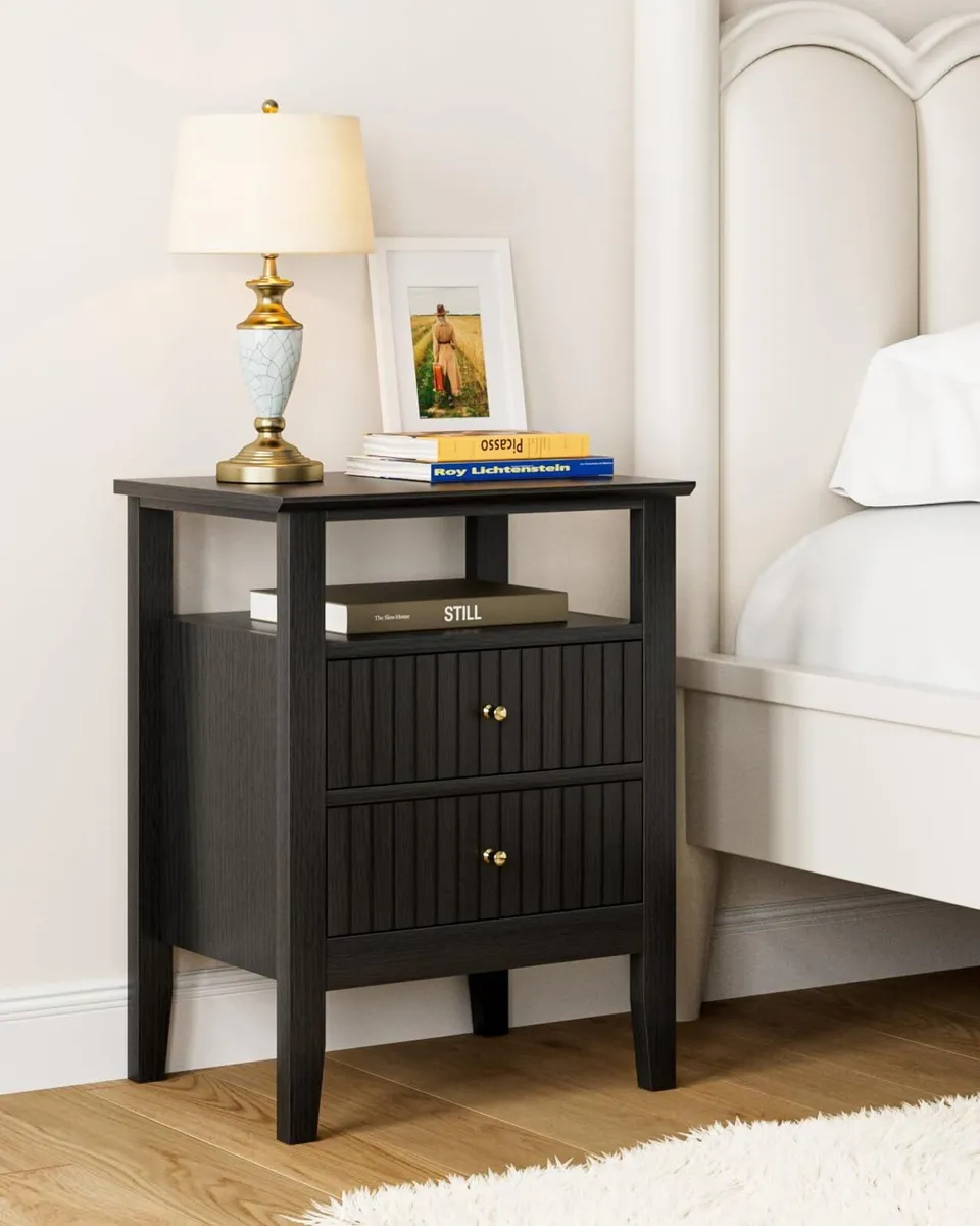 Bedside Table Chest of 2 Drawers Cabinet Wooden - Image 1