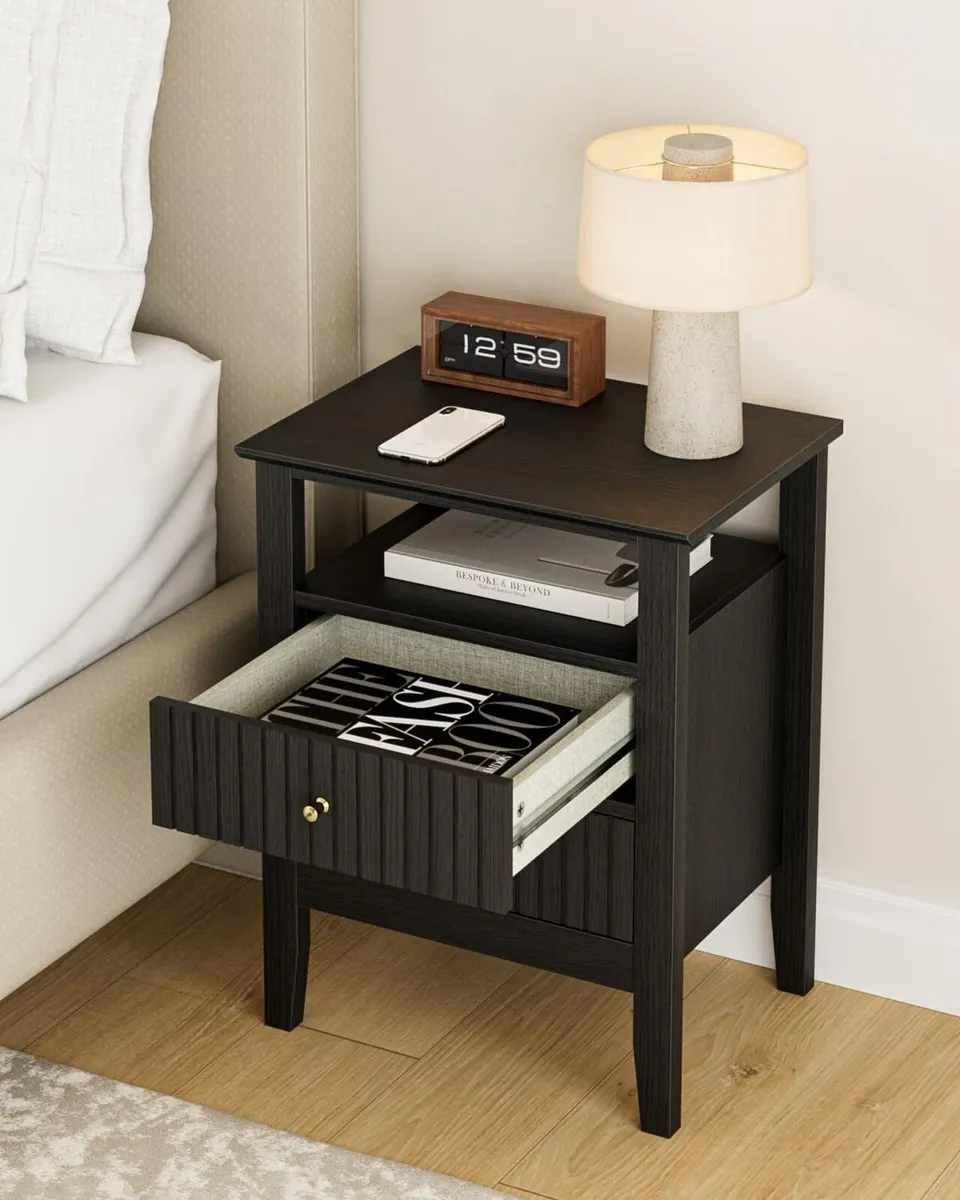 Bedside Table Chest of 2 Drawers Cabinet Wooden - Image 3