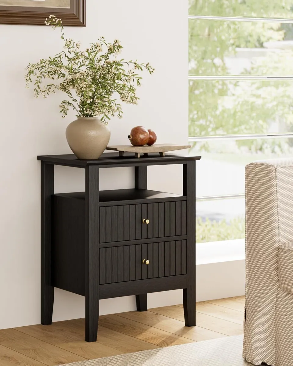 Bedside Table Chest of 2 Drawers Cabinet Wooden - Image 4