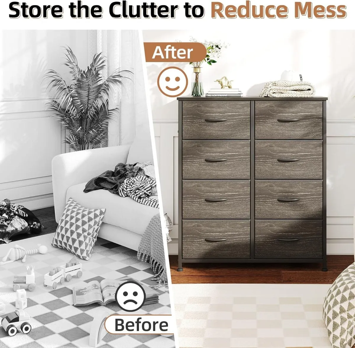 8 Drawers Chest of Fabric Storage Dresser - Image 4