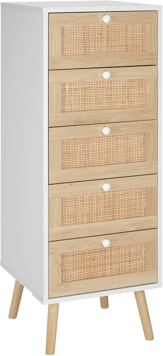 Rattan Chest of Drawers Bedroom with 5 Hand Made - Image 1