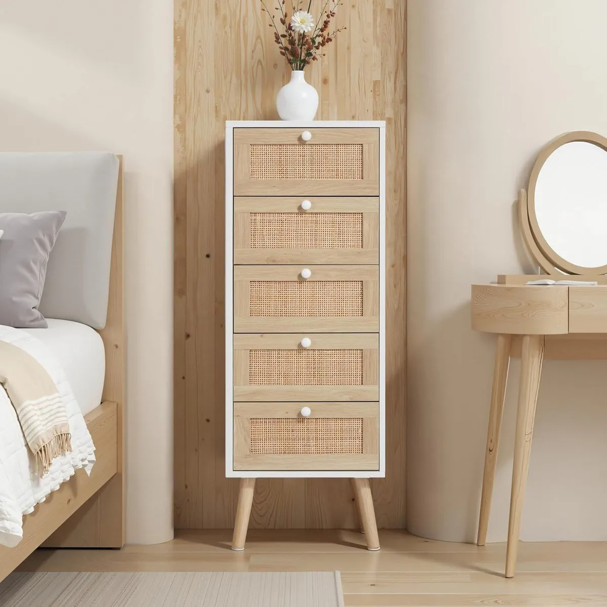 Rattan Chest of Drawers Bedroom with 5 Hand Made - Image 4