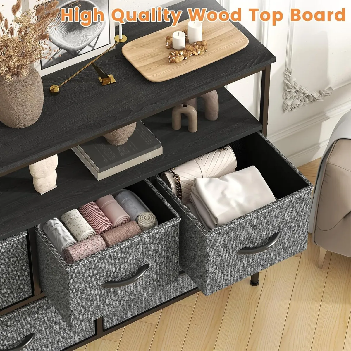 Chest of Drawers 5 Dresser with TV Stand Metal - Image 4