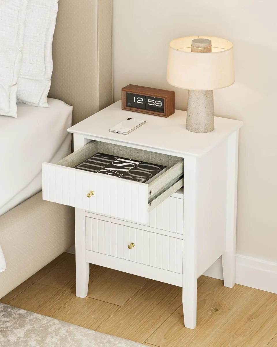 Bedside Cabinet with 3 Drawers Wooden Table - Image 3