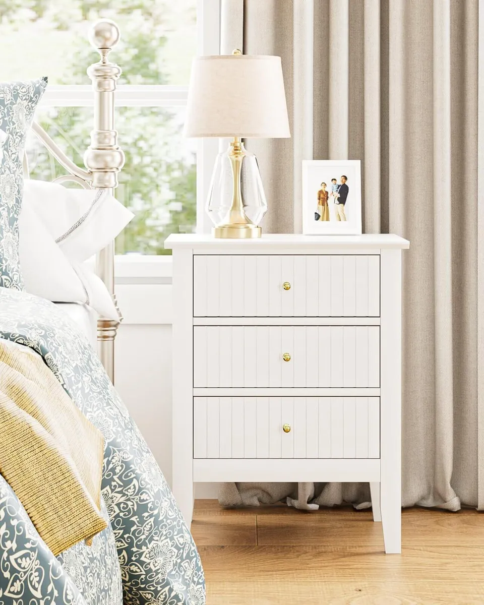 Bedside Cabinet with 3 Drawers Wooden Table - Image 4