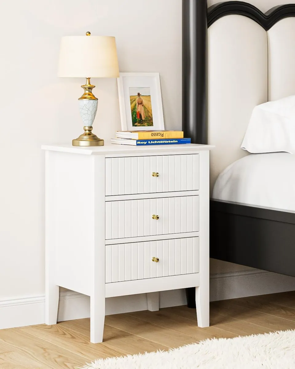 Bedside Cabinet with 3 Drawers Wooden Table - Image 1