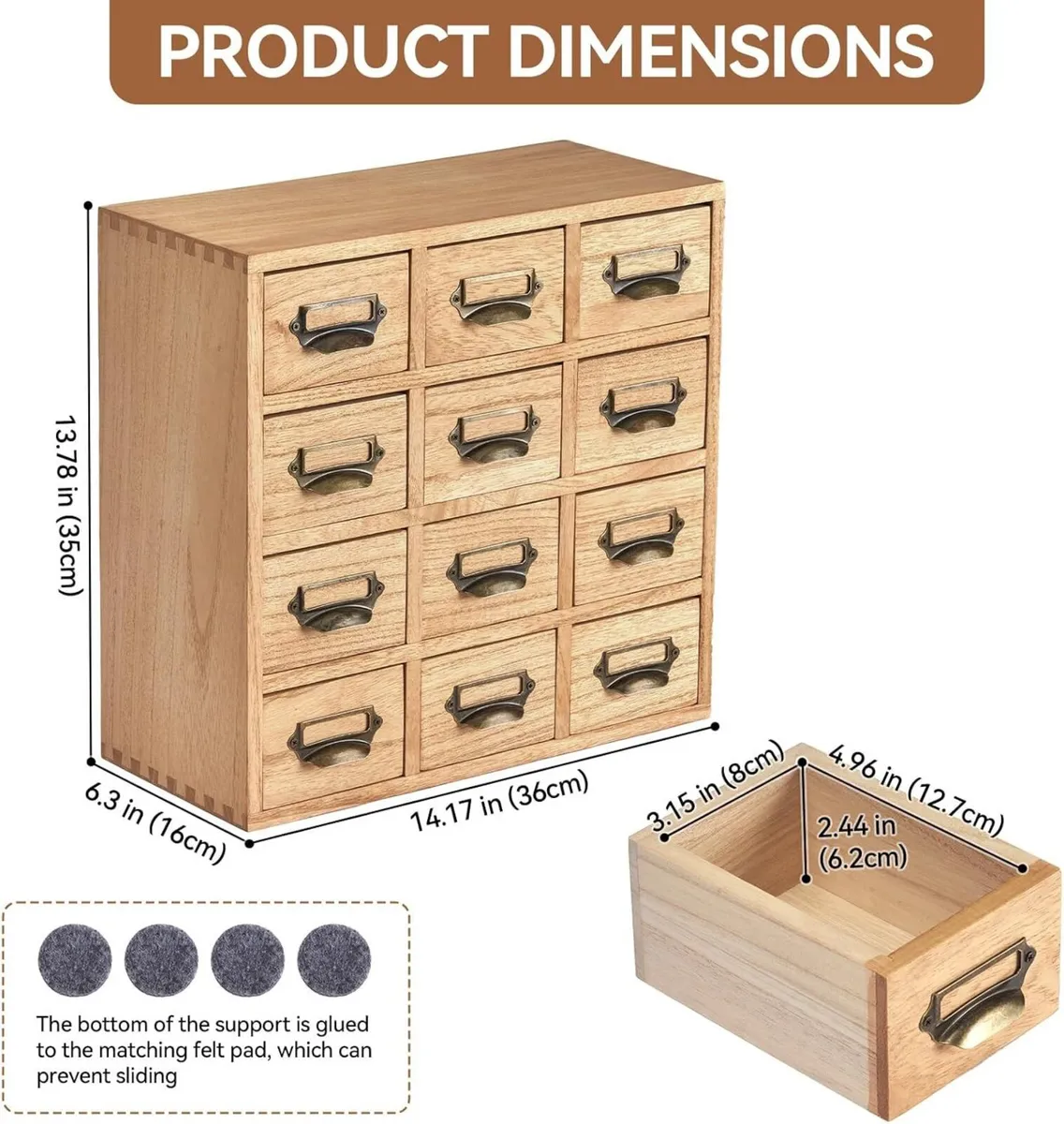 Wood Storage Drawer Units Desktop Organiser Chest - Image 2