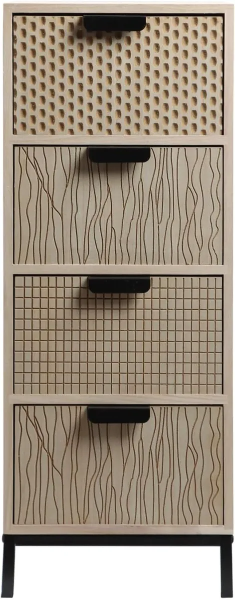 Chest of Drawers 4 Multipurpose Wood MDF Metal - Image 1