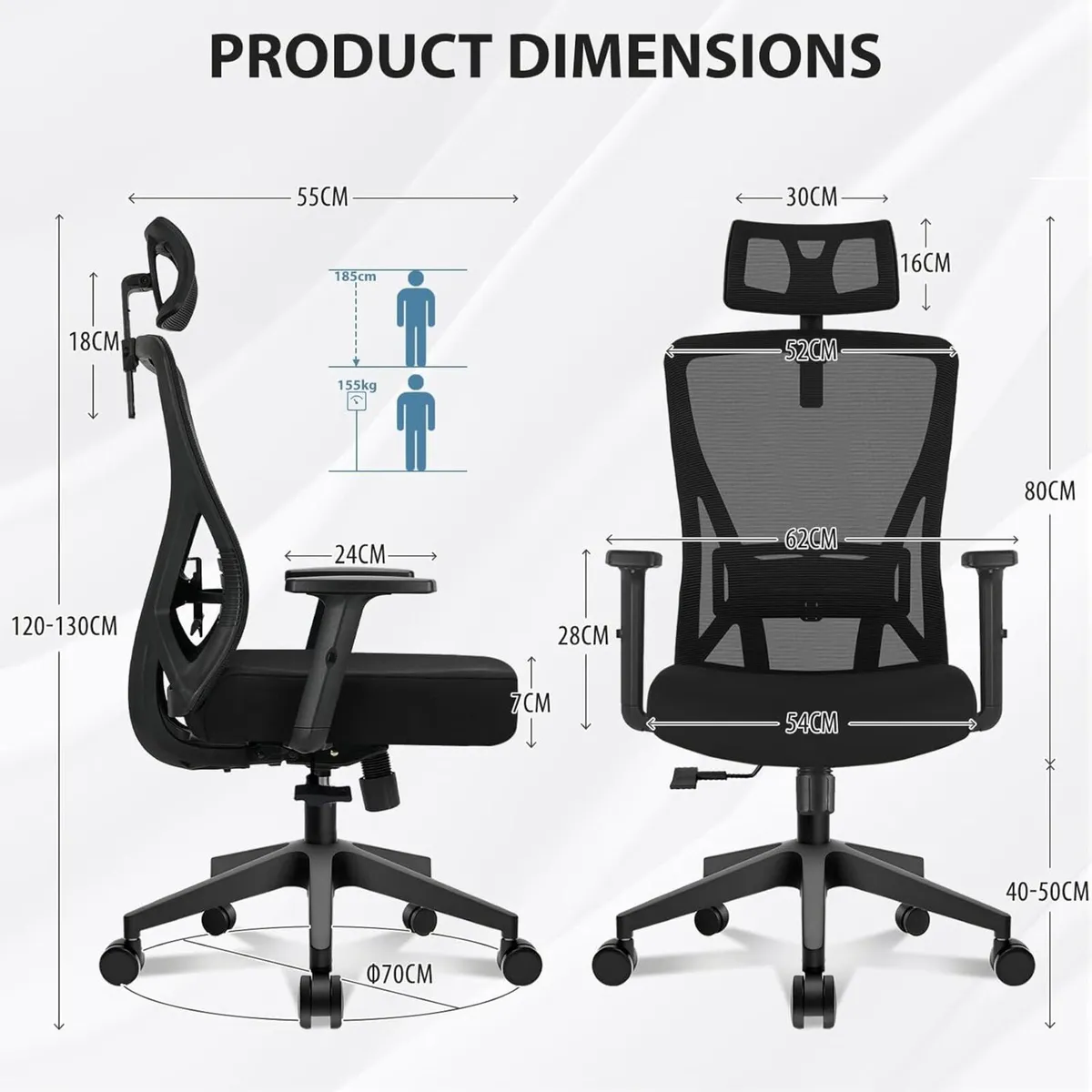 Ergonomic Office Chair High Back Mesh Desk with - Image 2