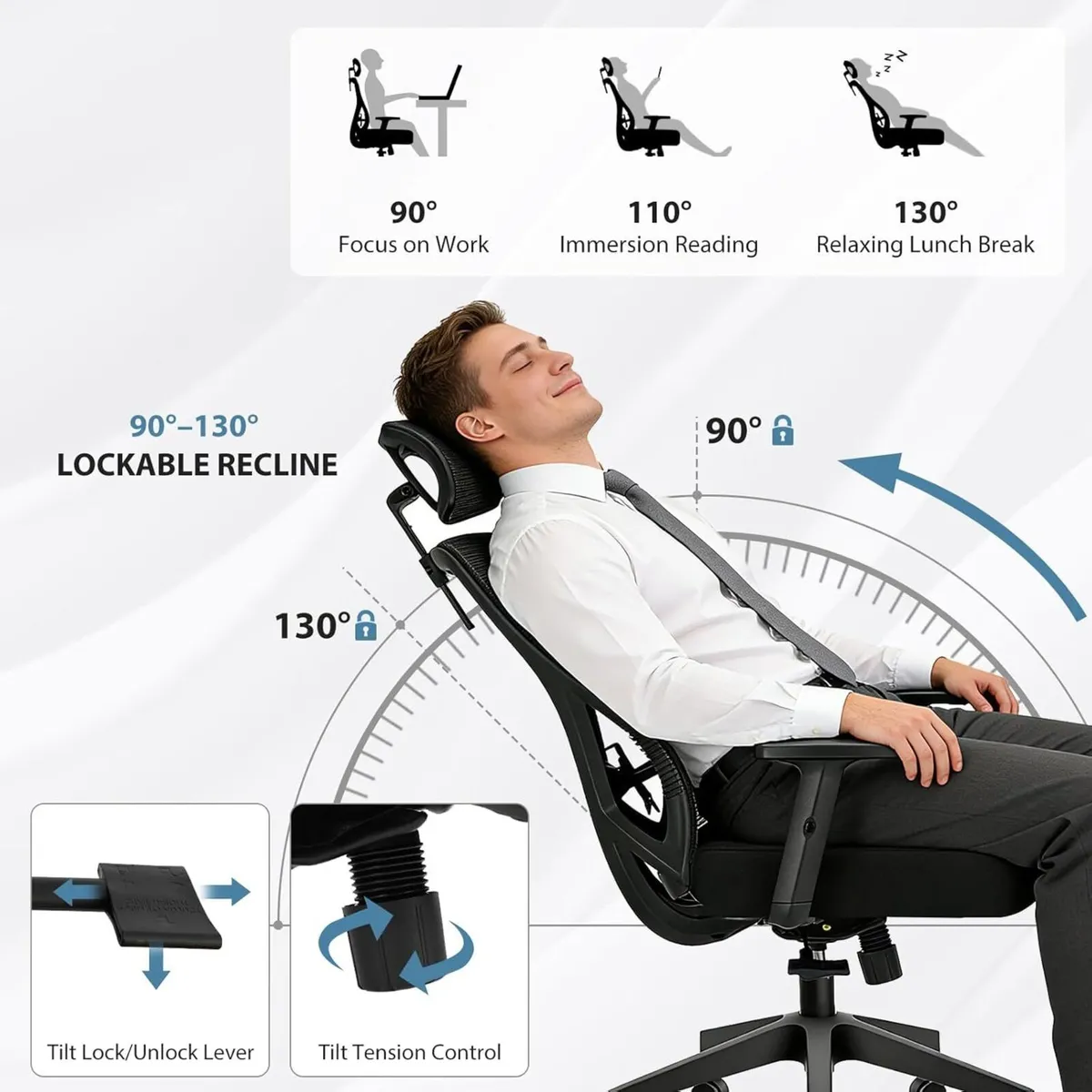 Ergonomic Office Chair High Back Mesh Desk with - Image 4