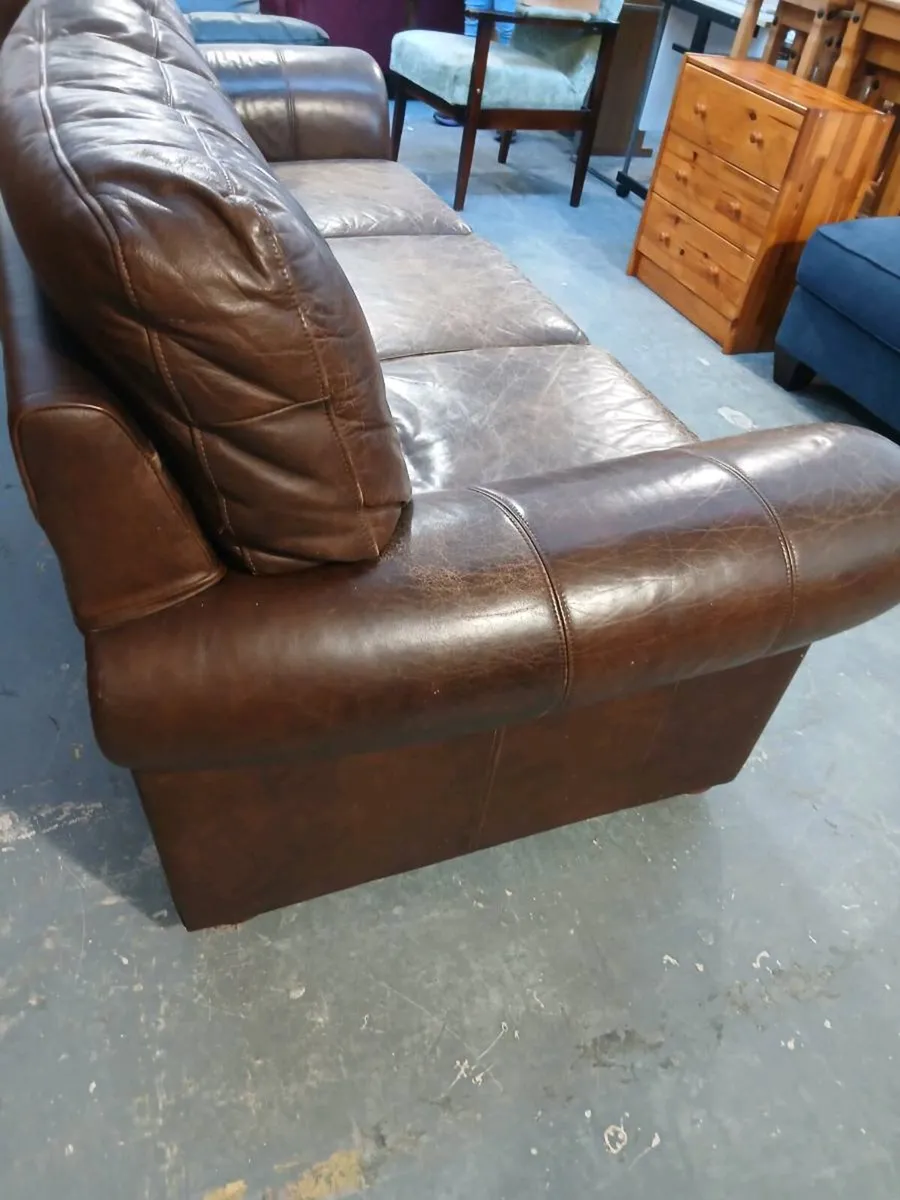 Distressed Leather 3 Seater - Image 2