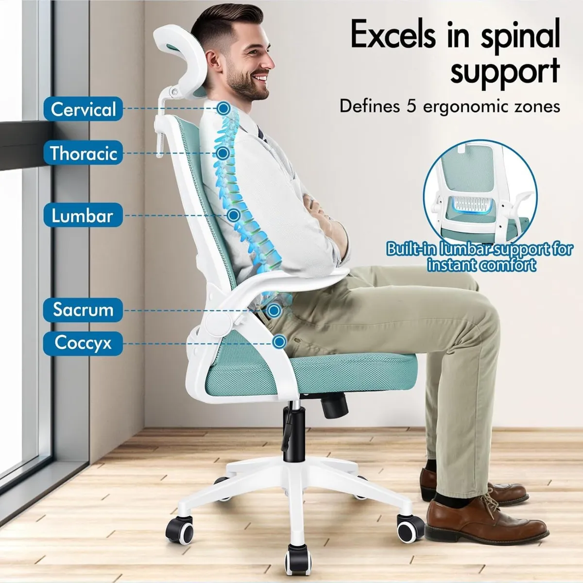 Ergonomic Office Chair with Headrest High Back - Image 3