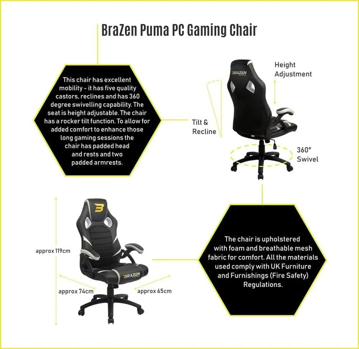 Puma PC Gaming Chair for Adults Ergonomic Office - Image 3