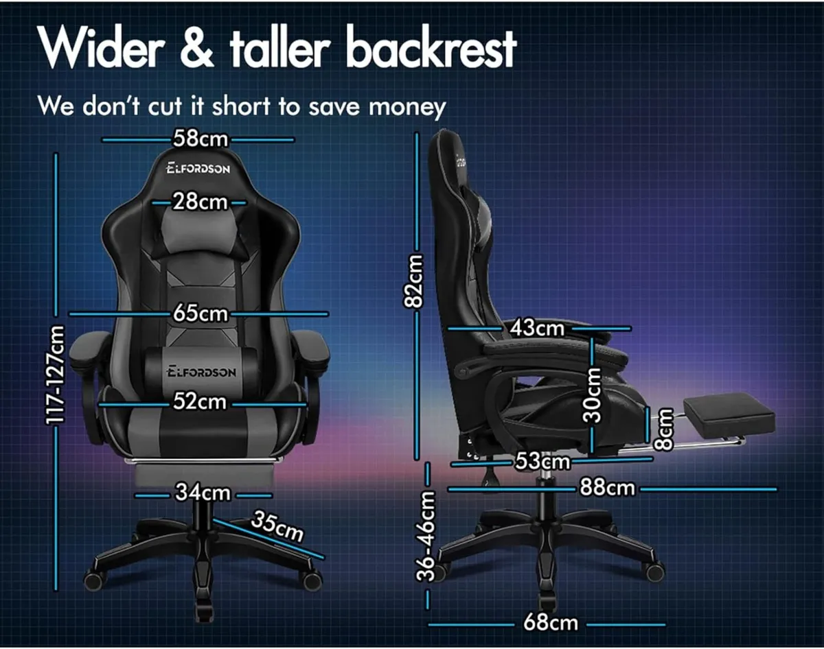Gaming Chair with 2-Point Massage Cushion - Image 2