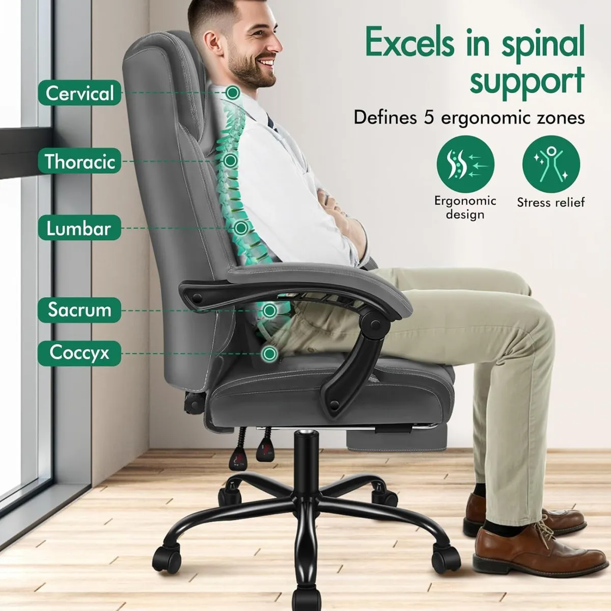 Office Chair with Lumbar Cushion Ergonomic Gaming - Image 3