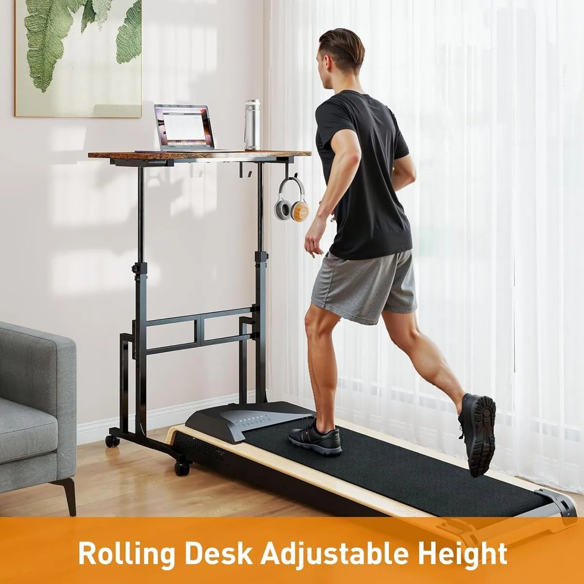 Small Standing Desk with Wheels 34 Inch Mobile - Image 3