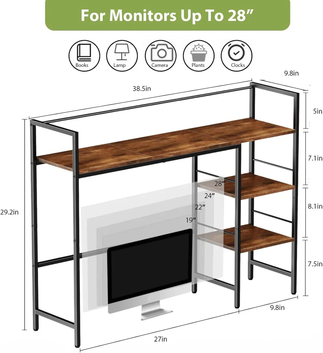 Desk Shelf 38.6 Inch Wood Organizer for Computer - Image 2