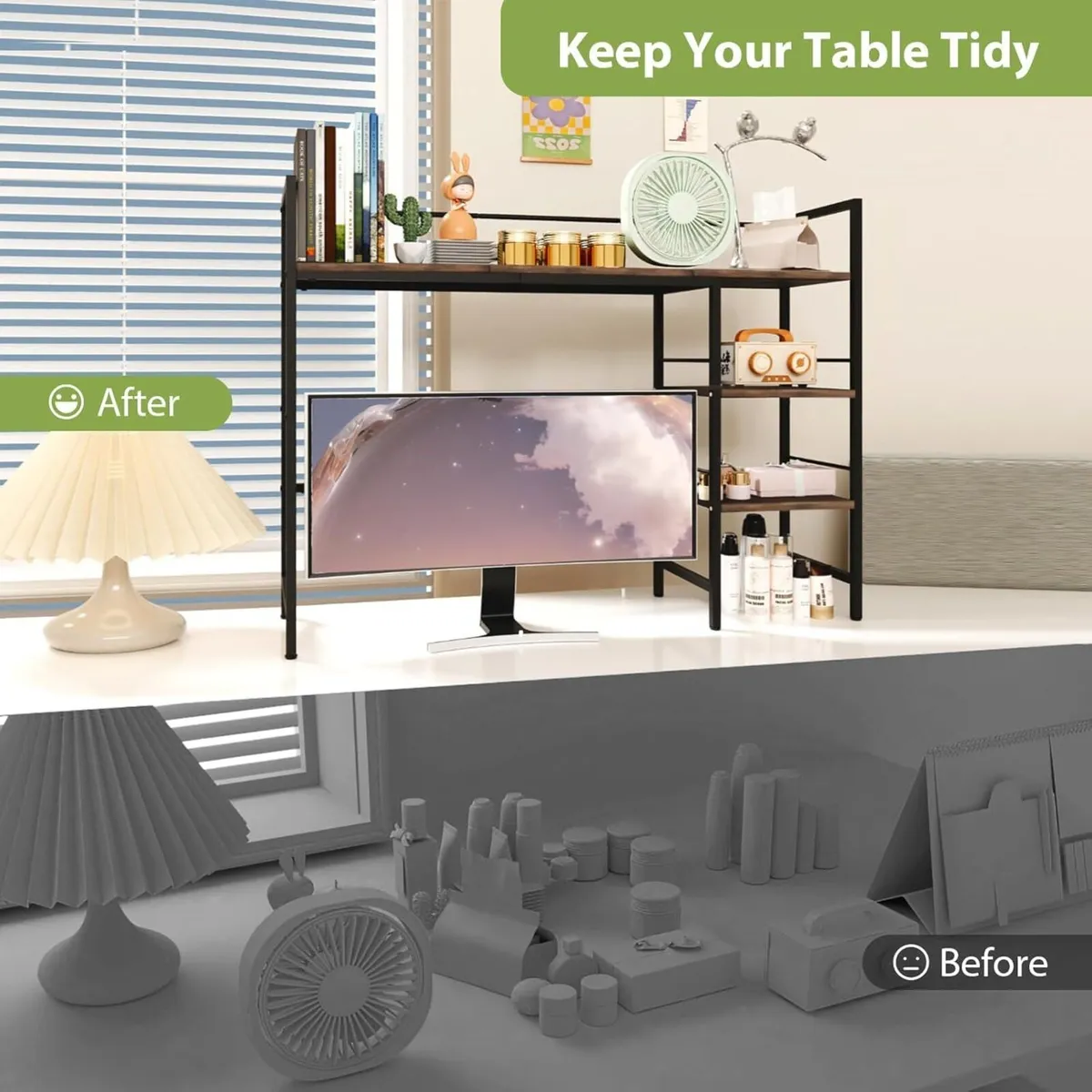 Desk Shelf 38.6 Inch Wood Organizer for Computer - Image 3