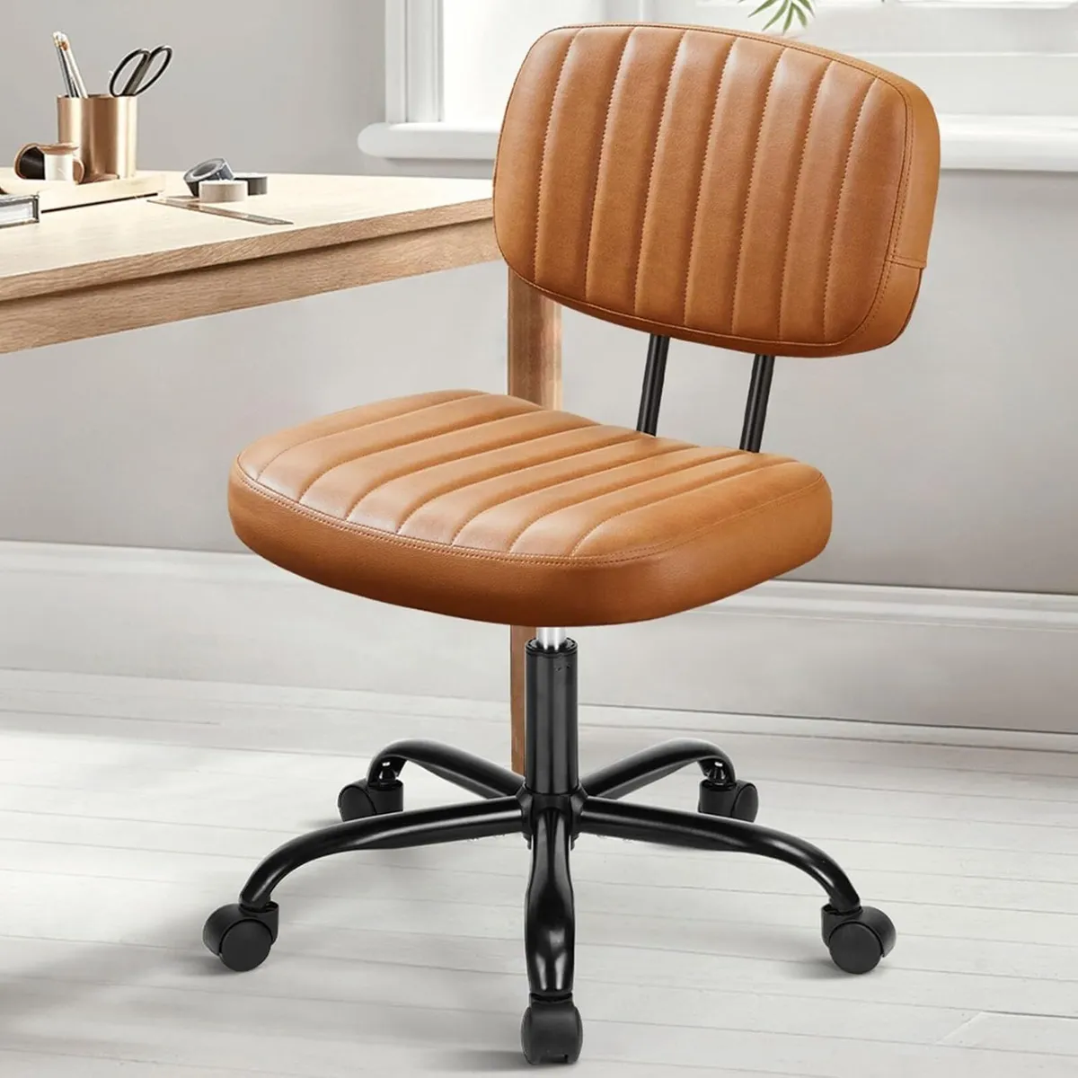 Small Armless Home Desk Chair with Low Back - Image 1