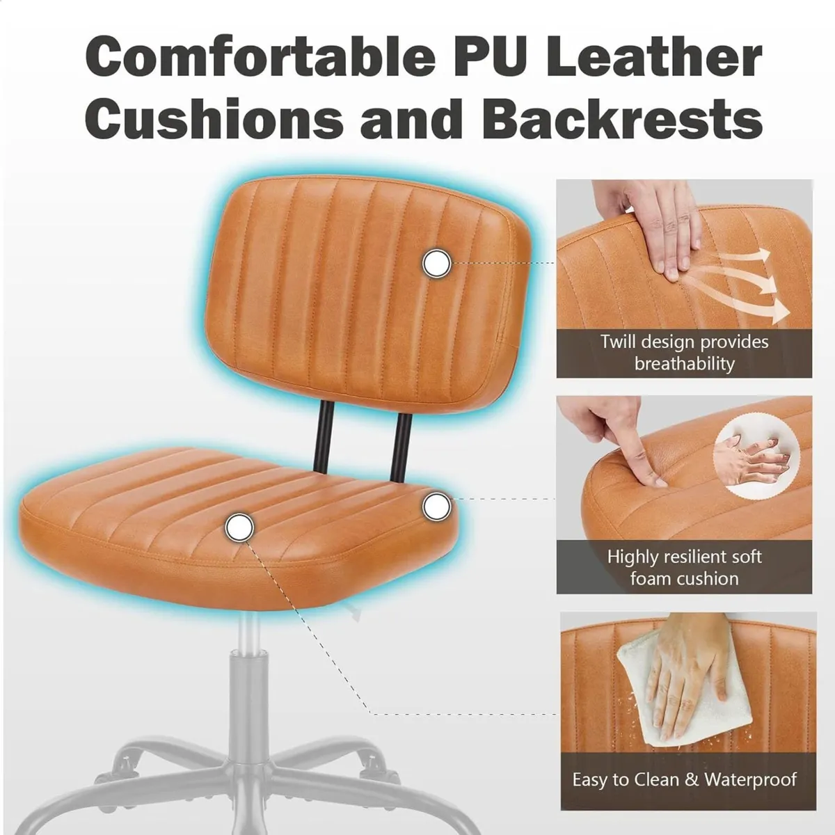 Small Armless Home Desk Chair with Low Back - Image 4