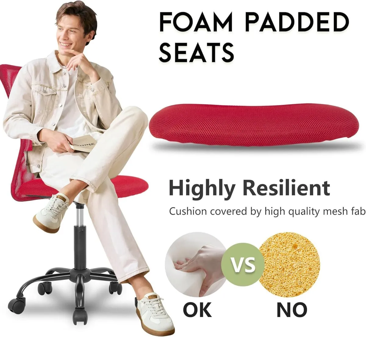 Ergonomic Office Chair Desk Mesh Computer Armless - Image 4