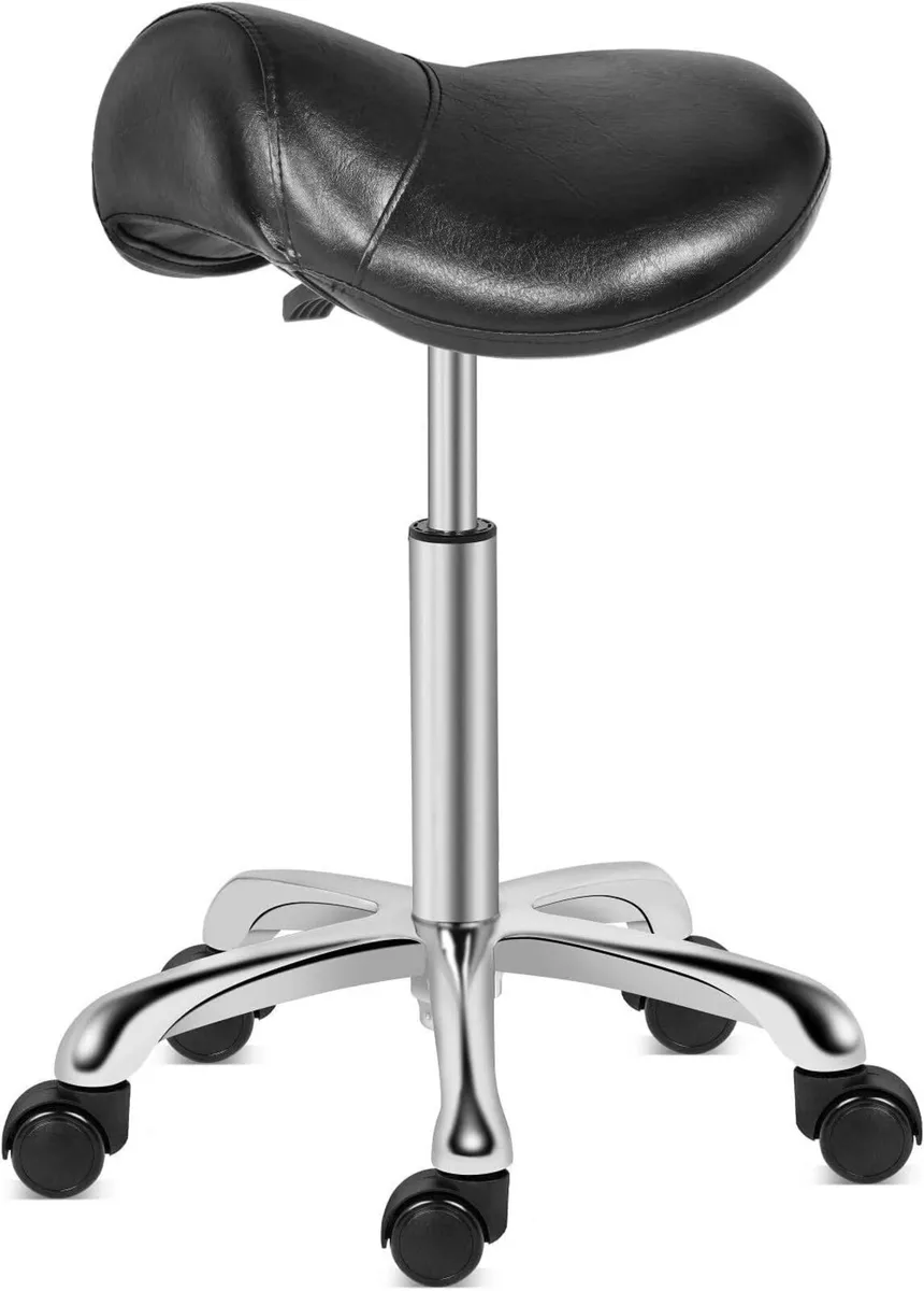 Saddle Stool Rolling Swivel Height Adjustable - Image 1