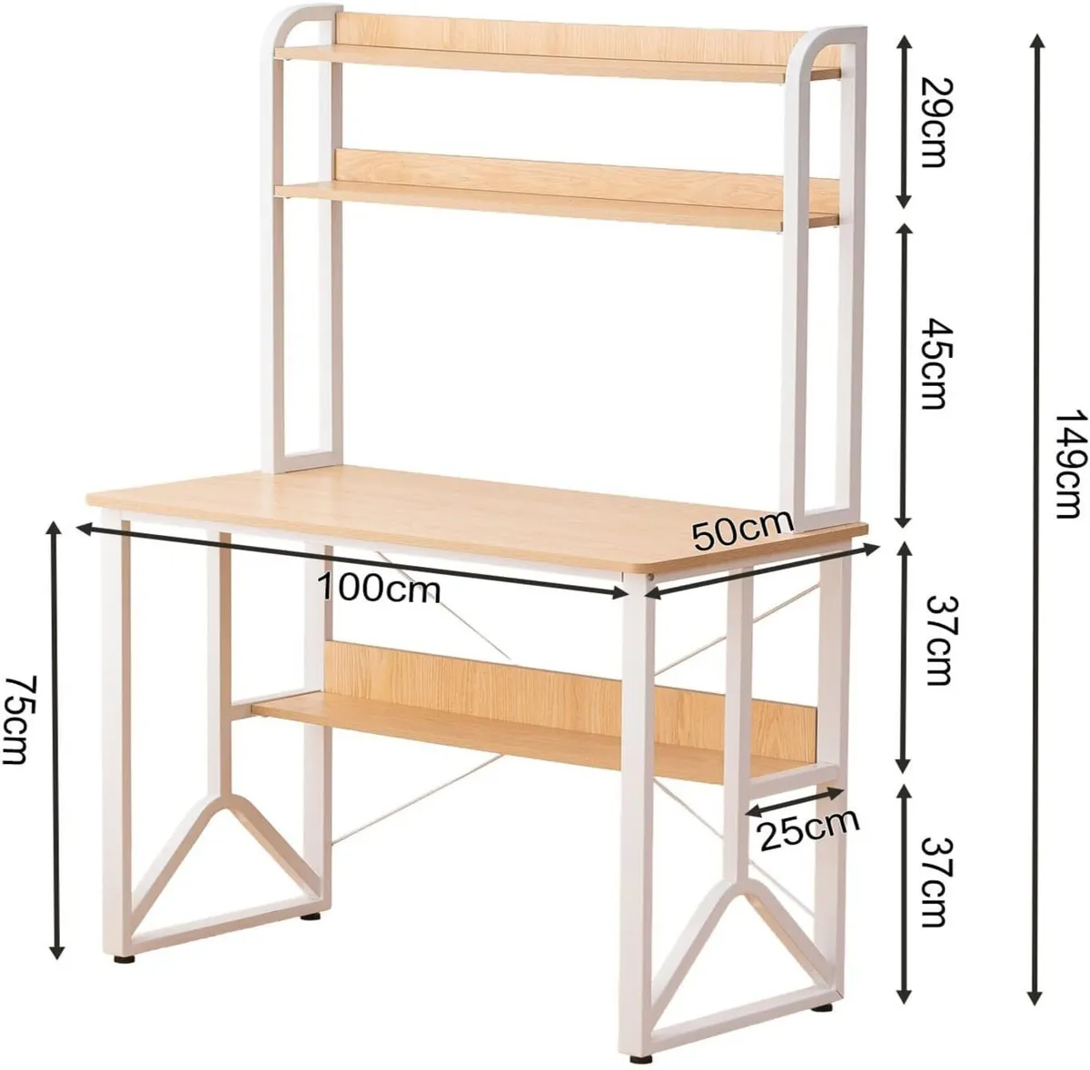 Modern Desk 100 x 50 cm Oak Style Double Tier - Image 3