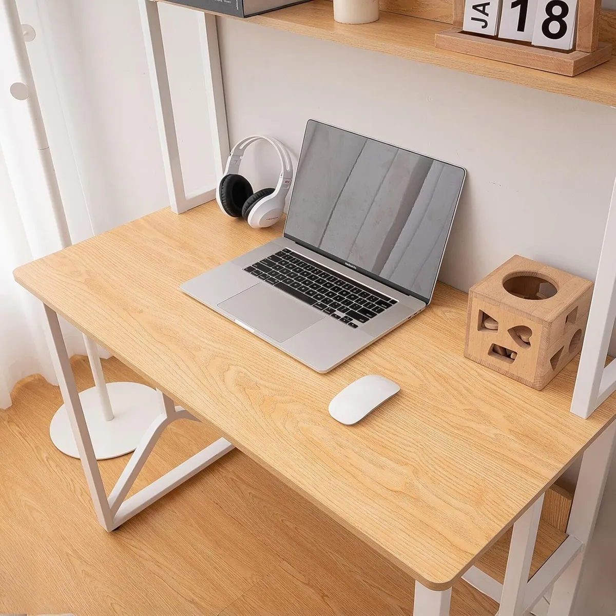 Modern Desk 100 x 50 cm Oak Style Double Tier - Image 4