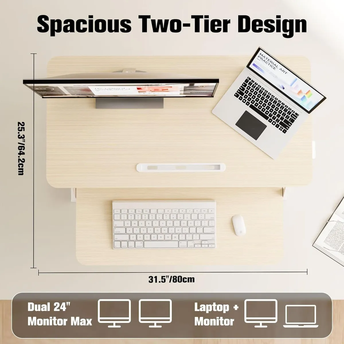 Height Adjustable Standing Desk Converter - 81cm - Image 3