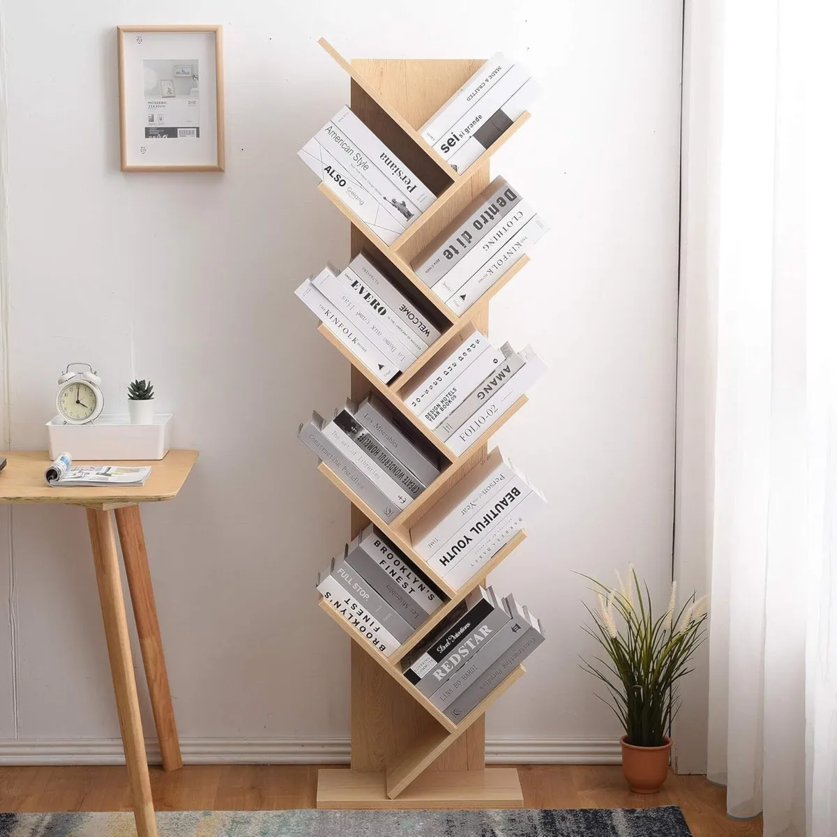 Shelf Bookcase 10 Shelves Wood MDF Brown Scandinav - Image 2