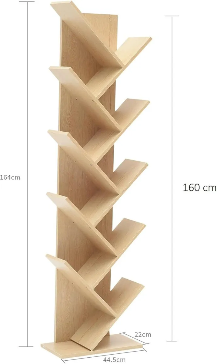 Shelf Bookcase 10 Shelves Wood MDF Brown Scandinav - Image 3