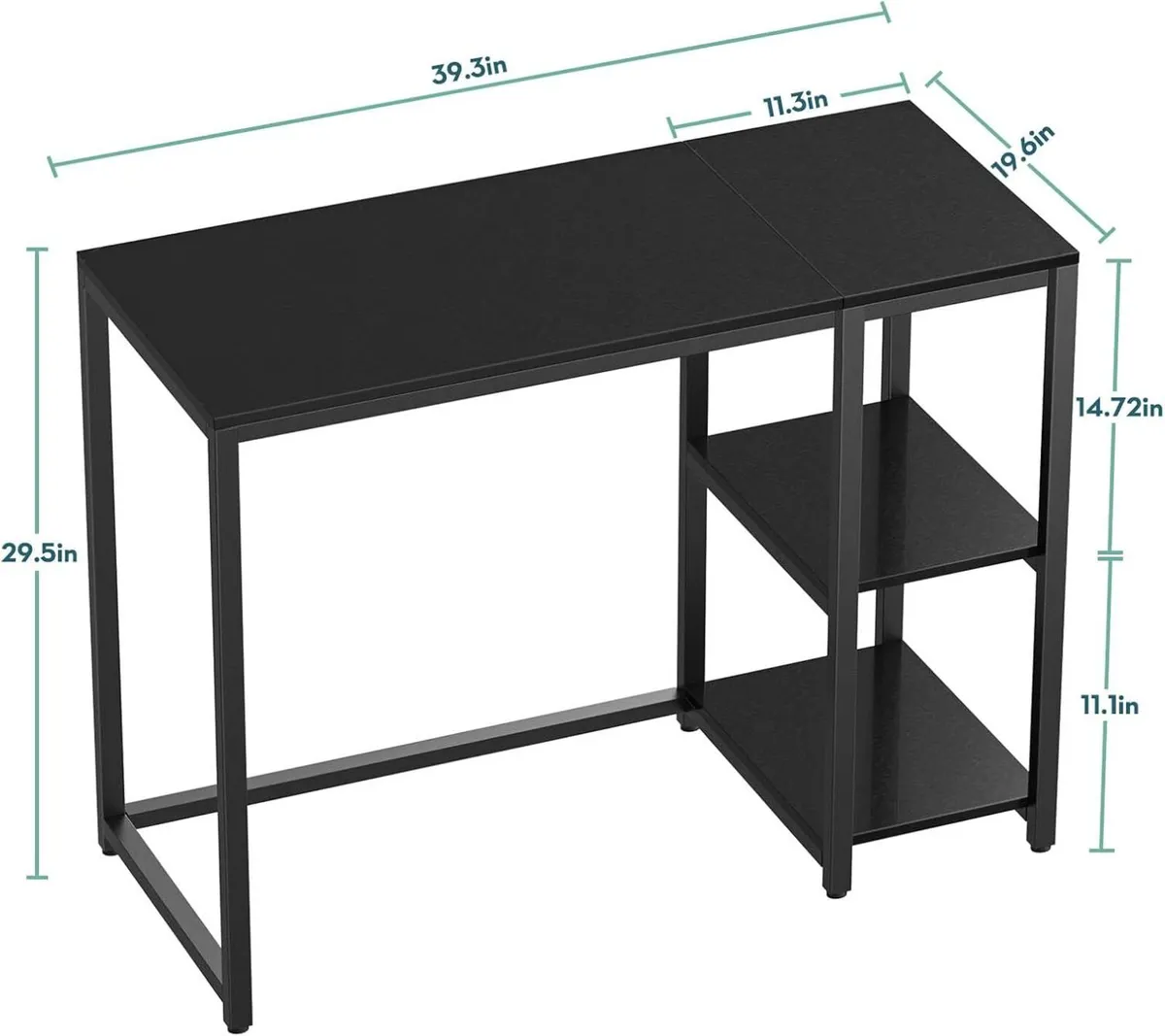 Computer Desk with 2-Tier Shelves 100cm Sturdy - Image 3